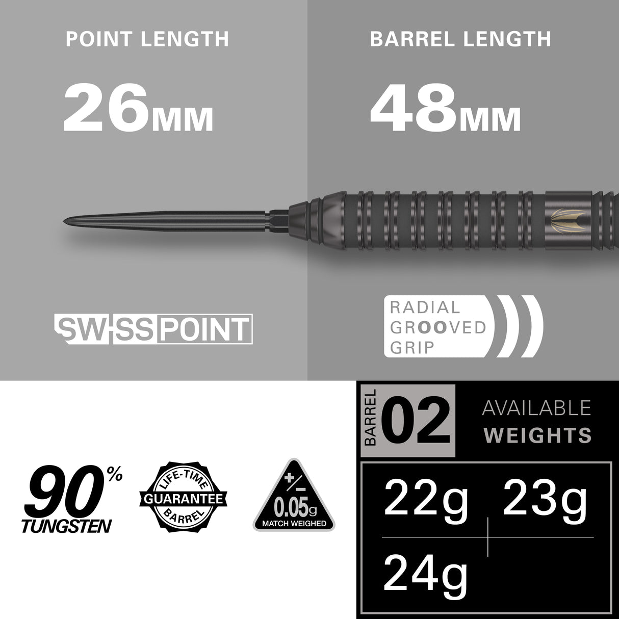 Target Bolide Void Darts - Steel Tip - 90% Tungsten - 02