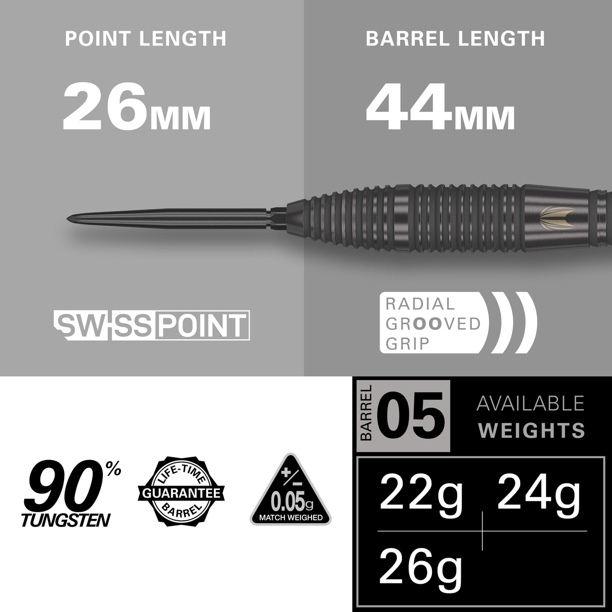 Target Bolide Void Darts - Steel Tip - 90% Tungsten - 05