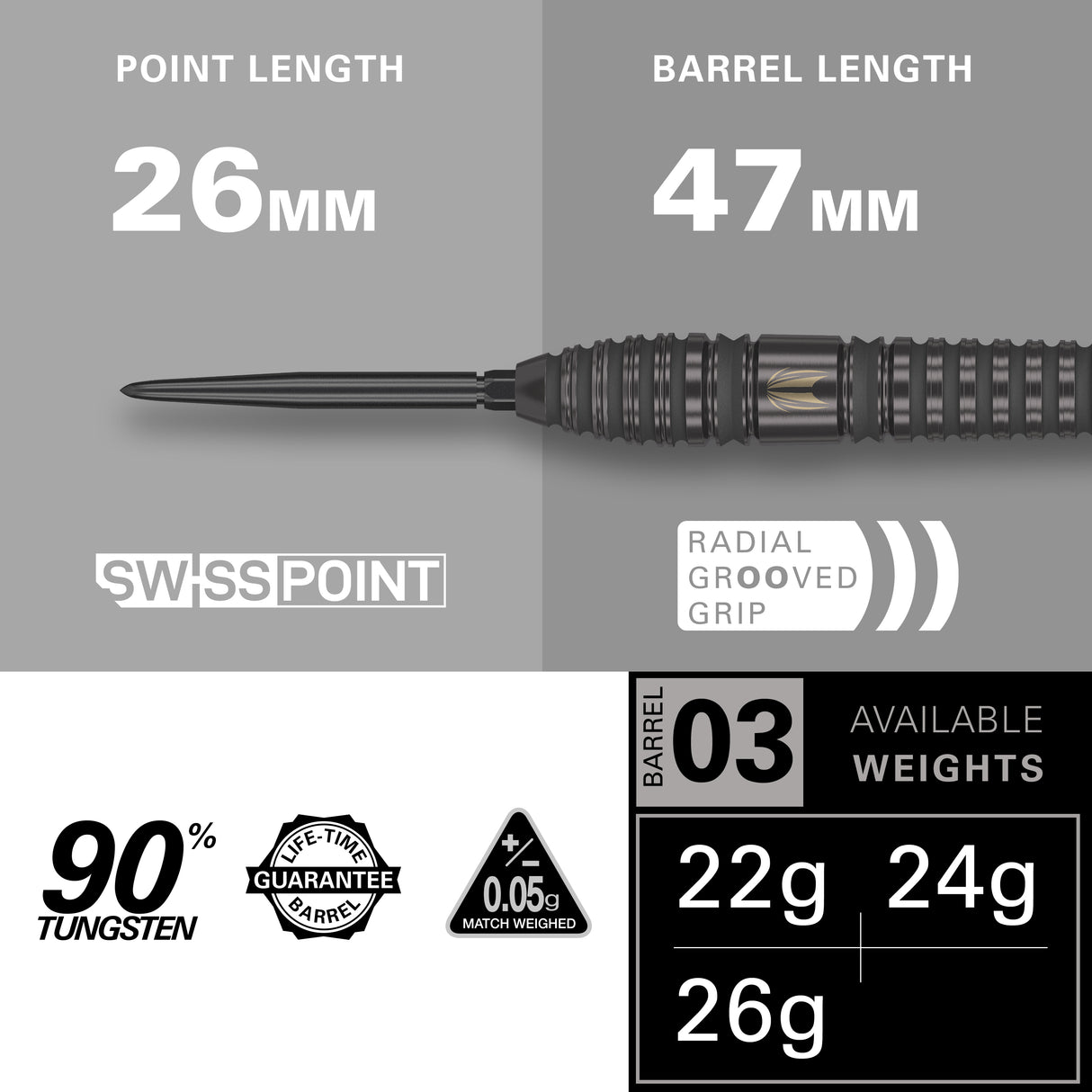 Target Bolide Void Darts - Steel Tip - 90% Tungsten - 03