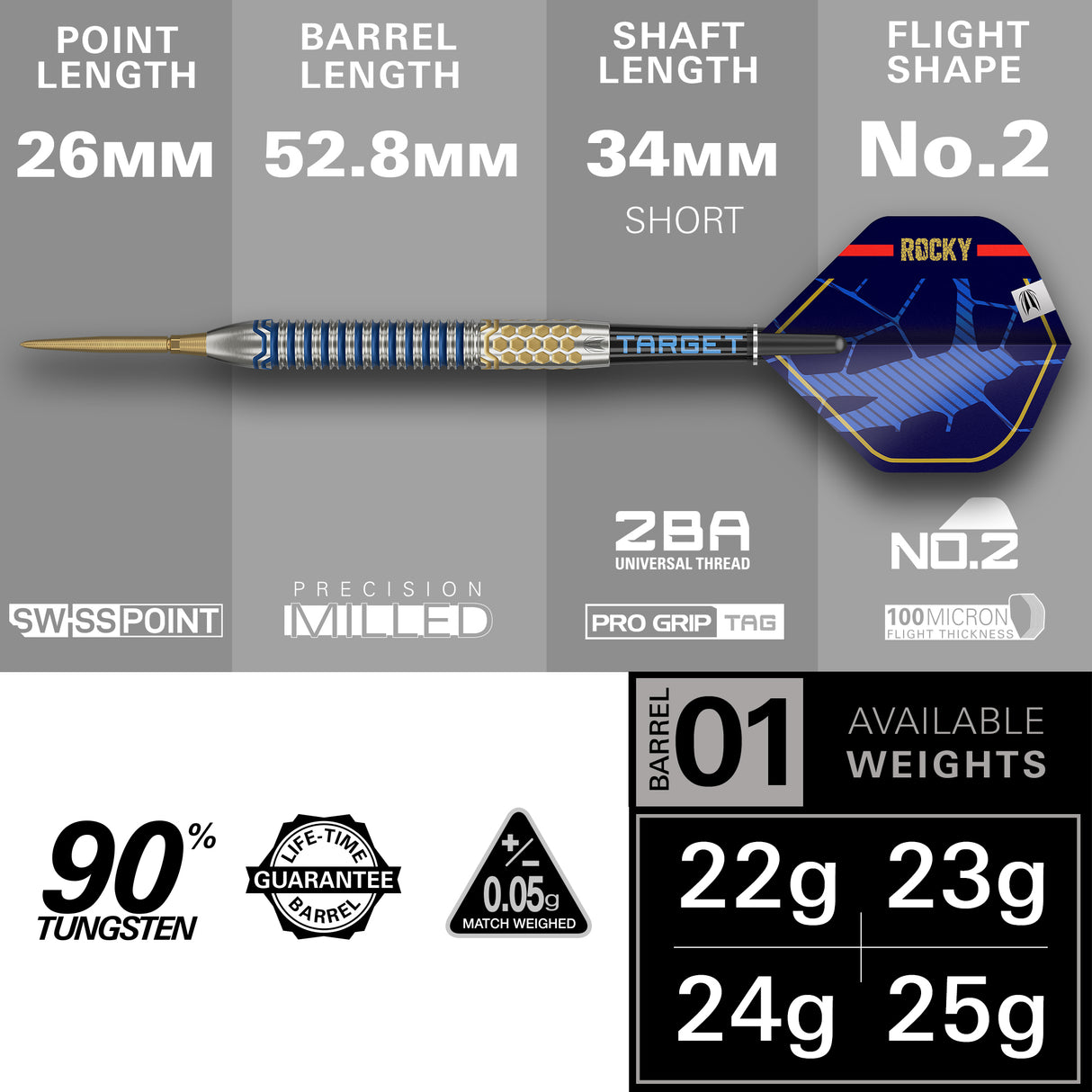 Target Josh Rock Darts - Steel Tip - 90% Tungsten - G1
