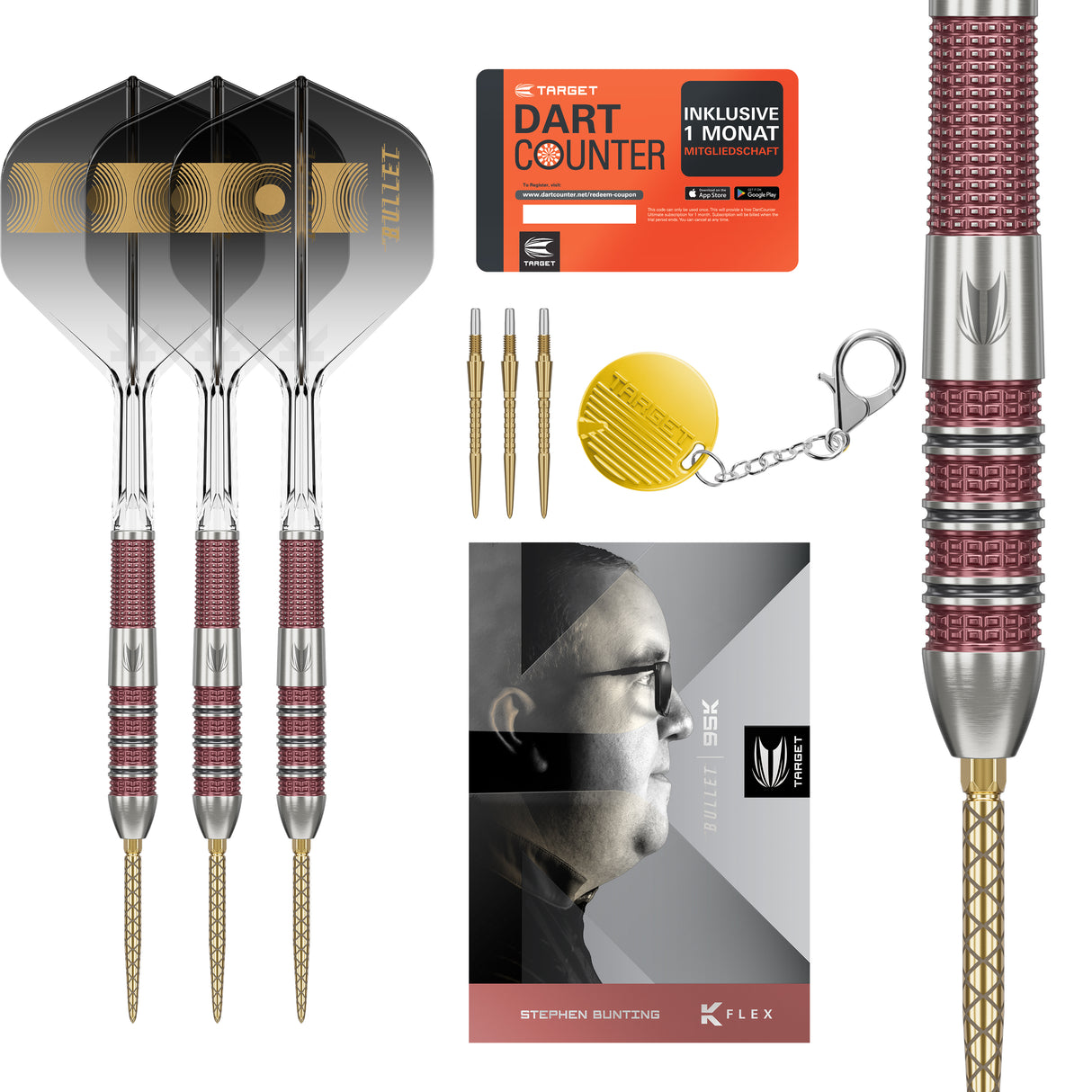Target Stephen Bunting Darts - Steel Tip - 95% Tungsten - 95K