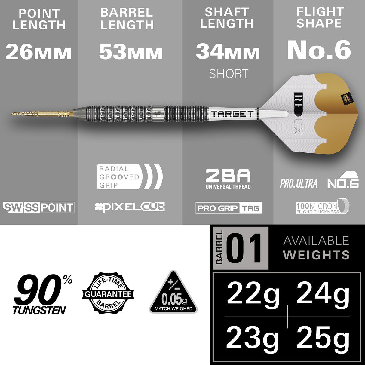 Target Redux Darts - Steel Tip - 90% Tungsten - 01