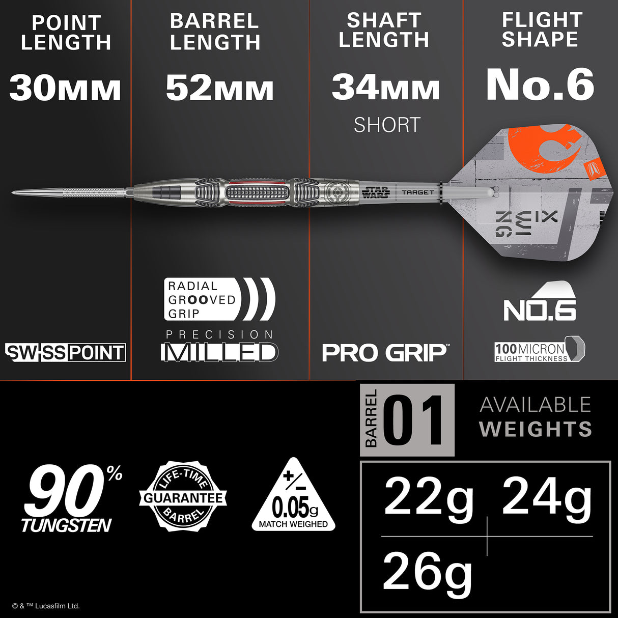 Target Star Wars Darts - Steel Tip - 90% Tungsten - X Wing