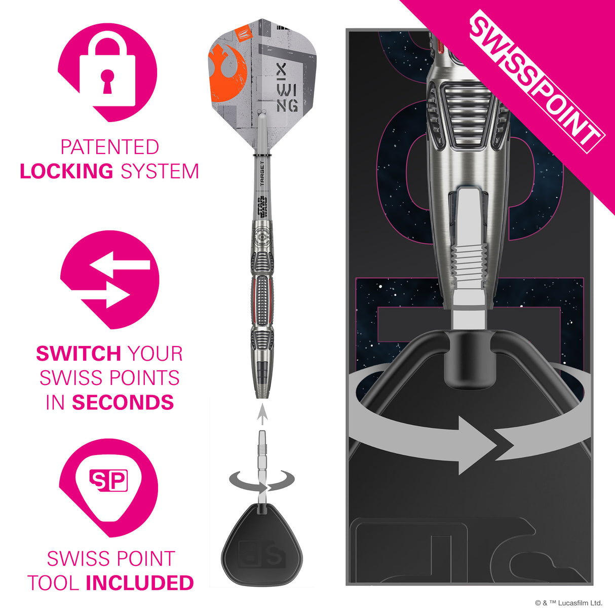 Target Star Wars Darts - Steel Tip - 90% Tungsten - X Wing