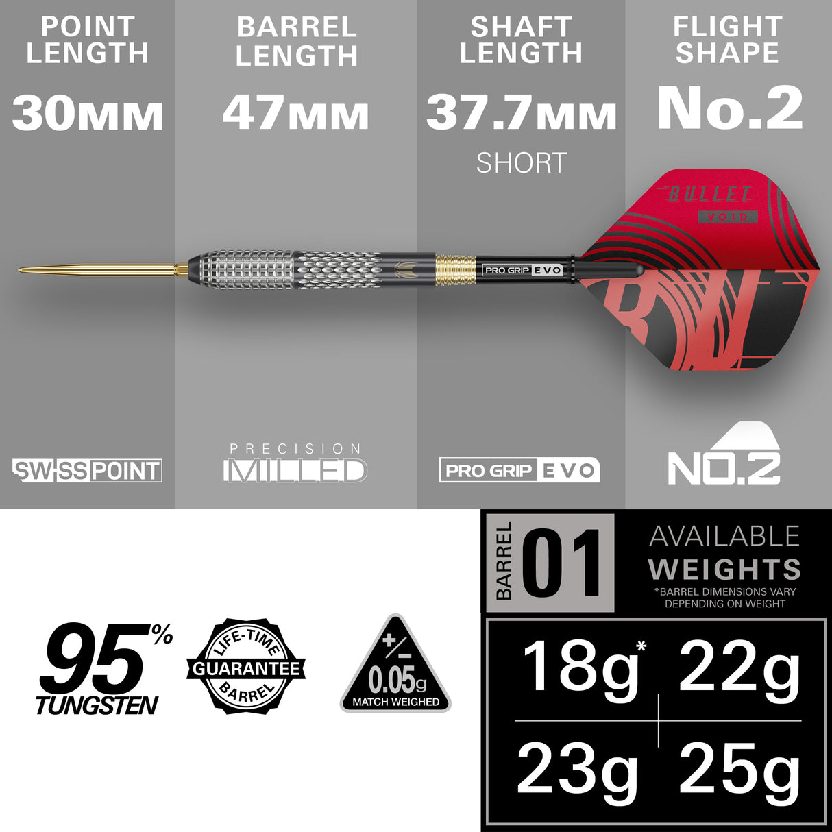 Target Stephen Bunting Darts - Steel Tip - 95% Tungsten - G5 Void