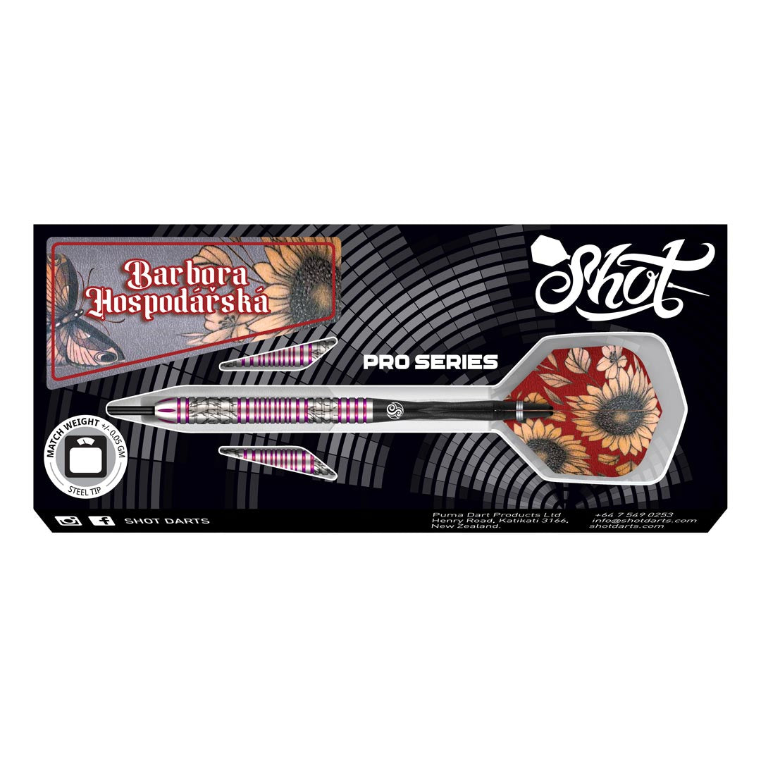 Shot Pro Series Darts - Steel Tip - 90% Tungsten - Barbora Hospodárská