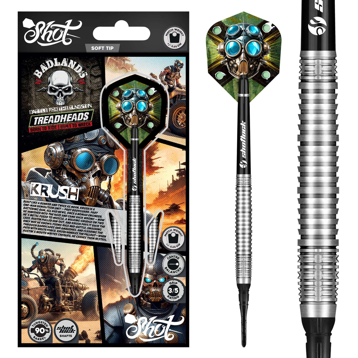 Shot Badlands Darts - Soft Tip - 90% Tungsten - Krush