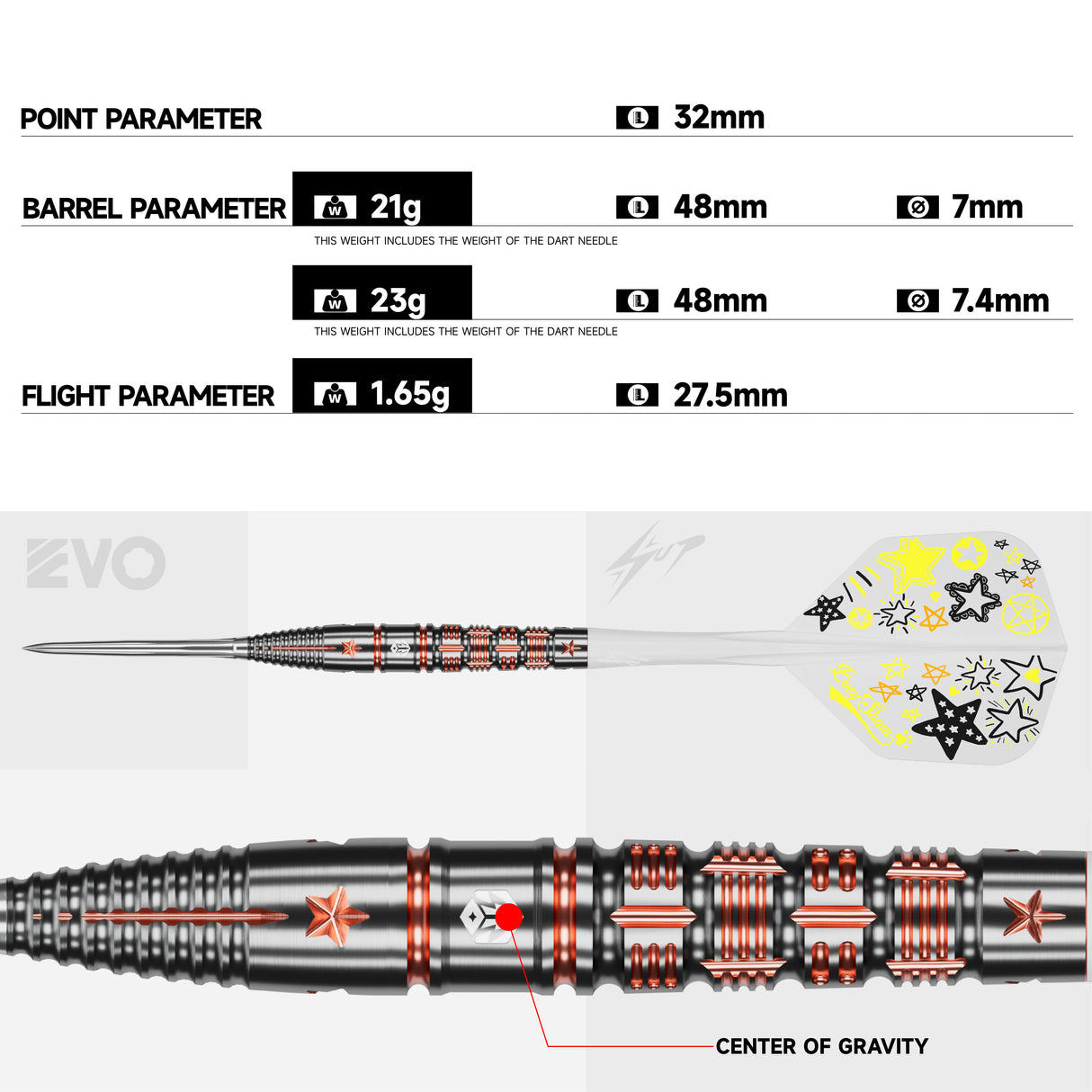 Caliburn Players Darts - Steel Tip - 90% Tungsten - Boeysham