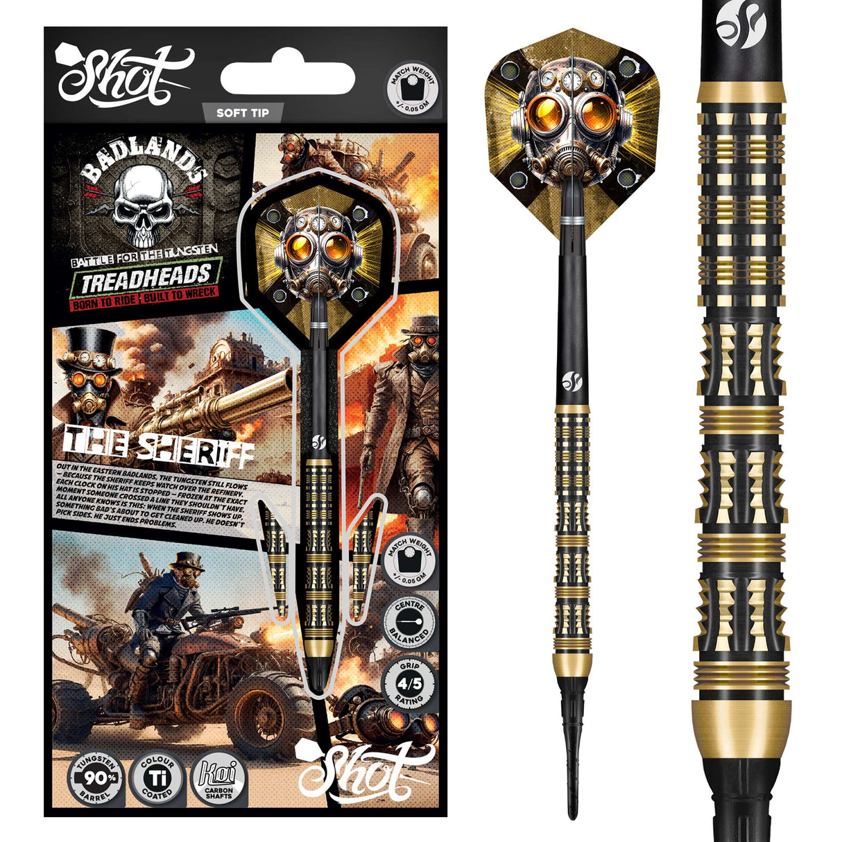Shot Badlands Darts - Soft Tip - 90% Tungsten - The Sheriff