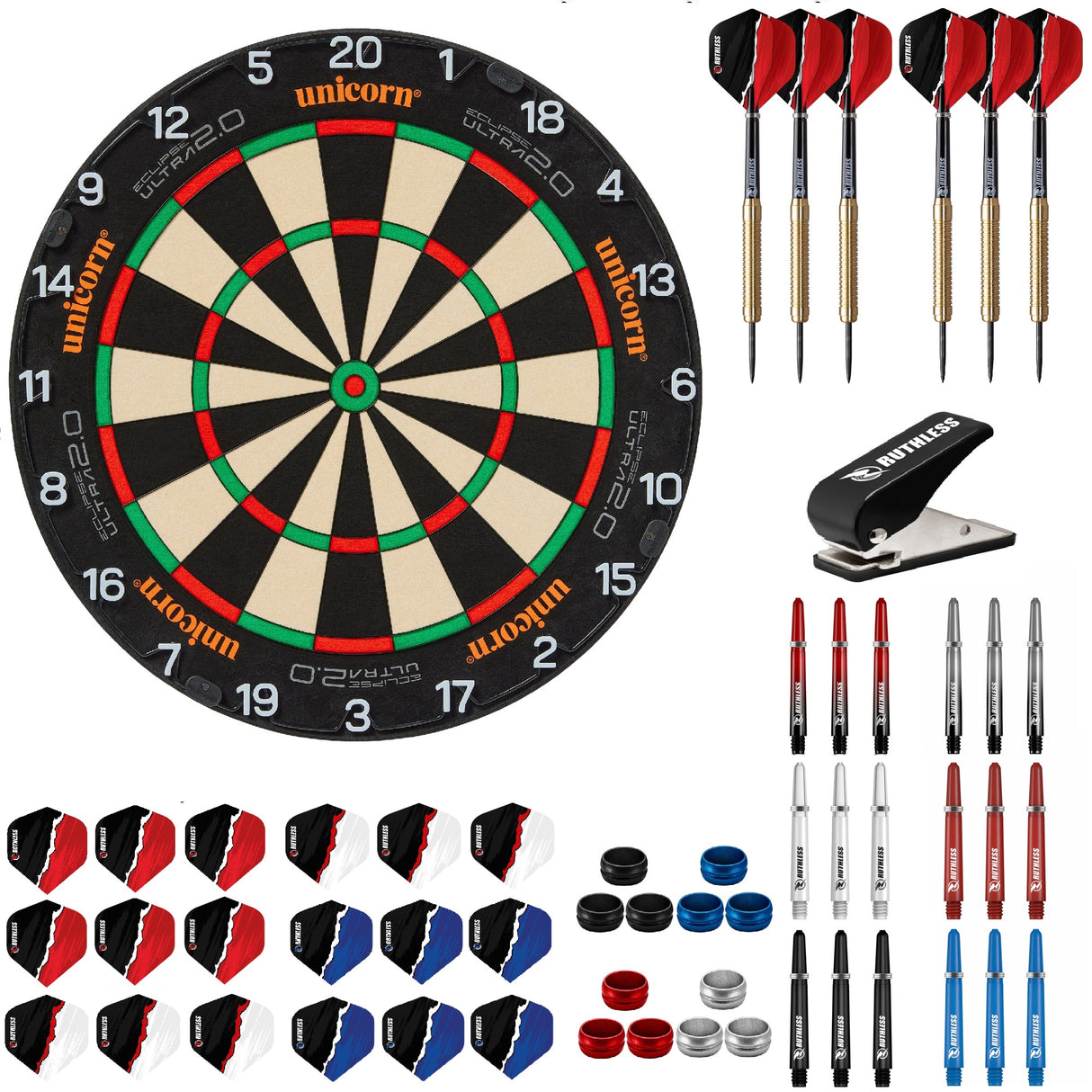 Unicorn Eclipse Ultra 2.0 Dartboard Starter Set - Dartboard, Darts & Accessories
