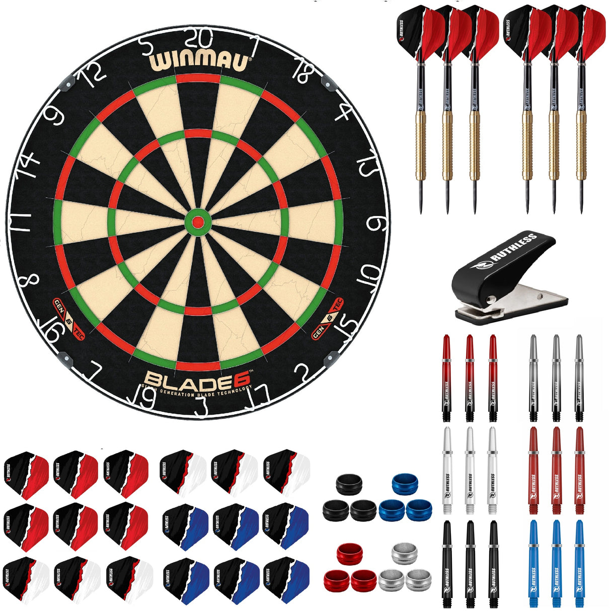 Winmau Blade 6 Starter Set - Dart Board, Darts & Accessories
