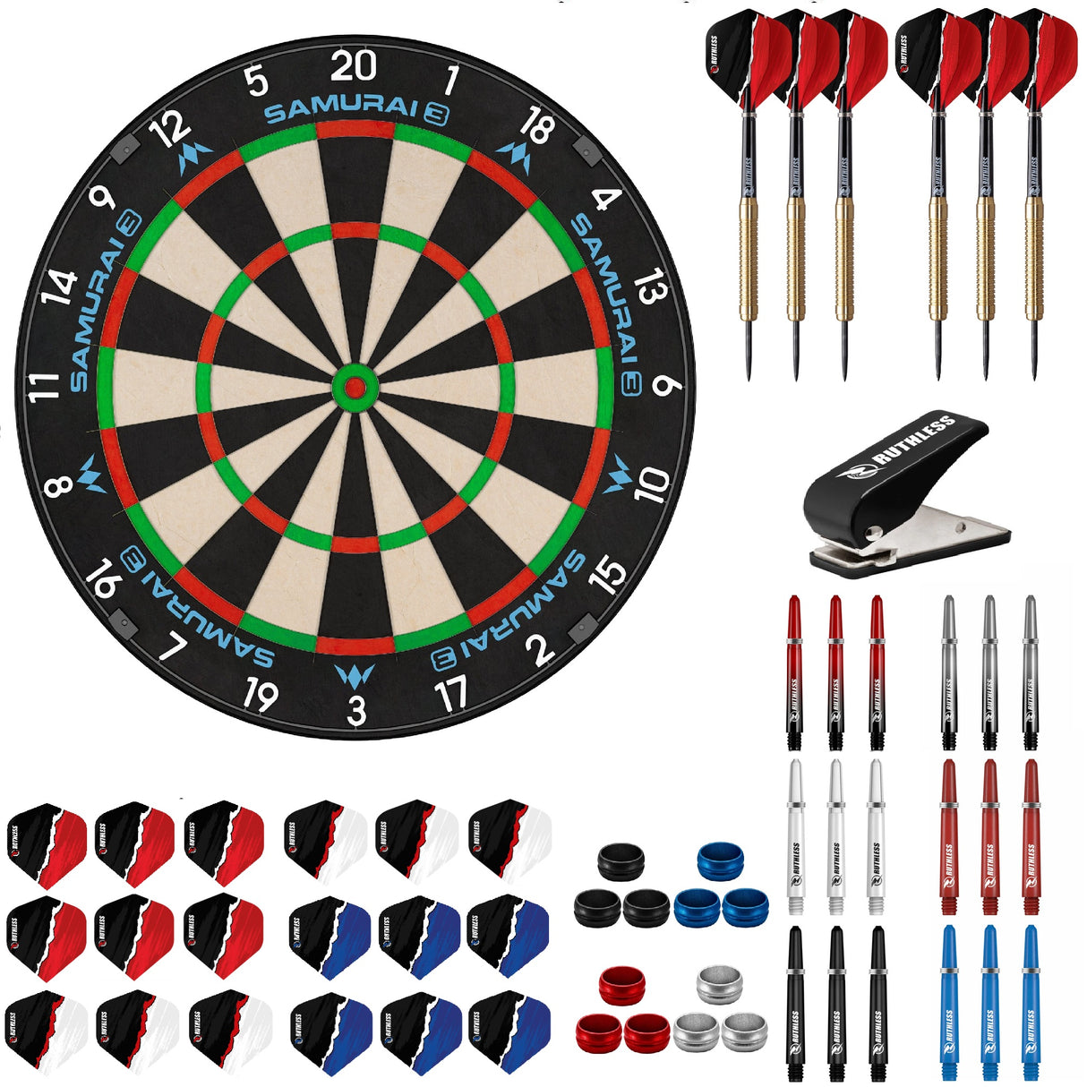 Mission Samurai 3 Dartboard Starter Set - Dart Board, Darts & Accessories