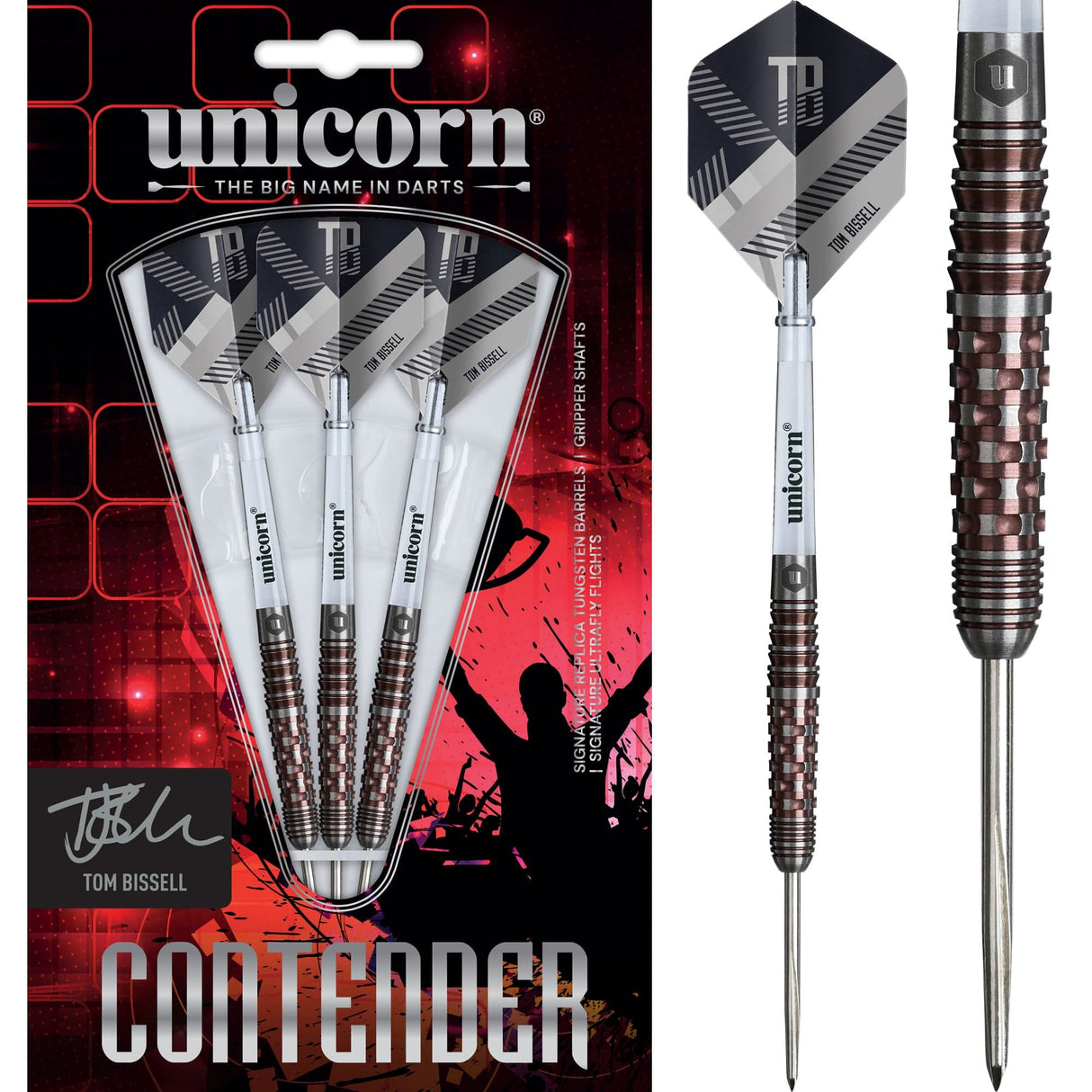 Unicorn Contender Darts - Steel Tip - 95% Tungsten - Tom Bissell