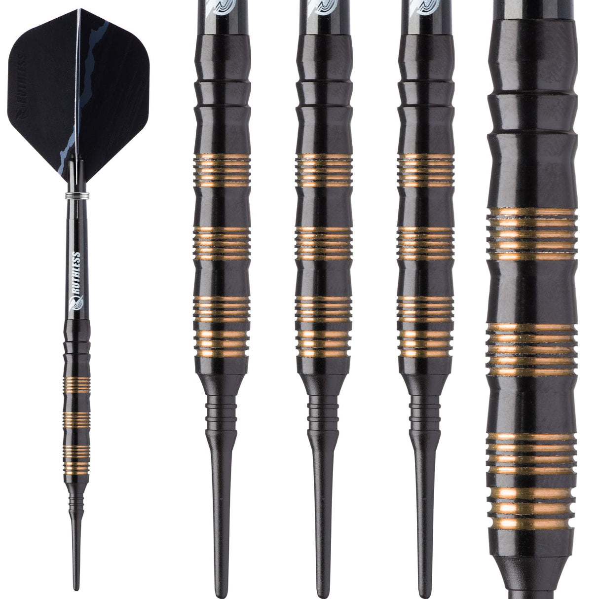 *Ruthless Black Eagle Darts - Soft Tip Tungsten - BW 16.0g - Gold Ring - 18g