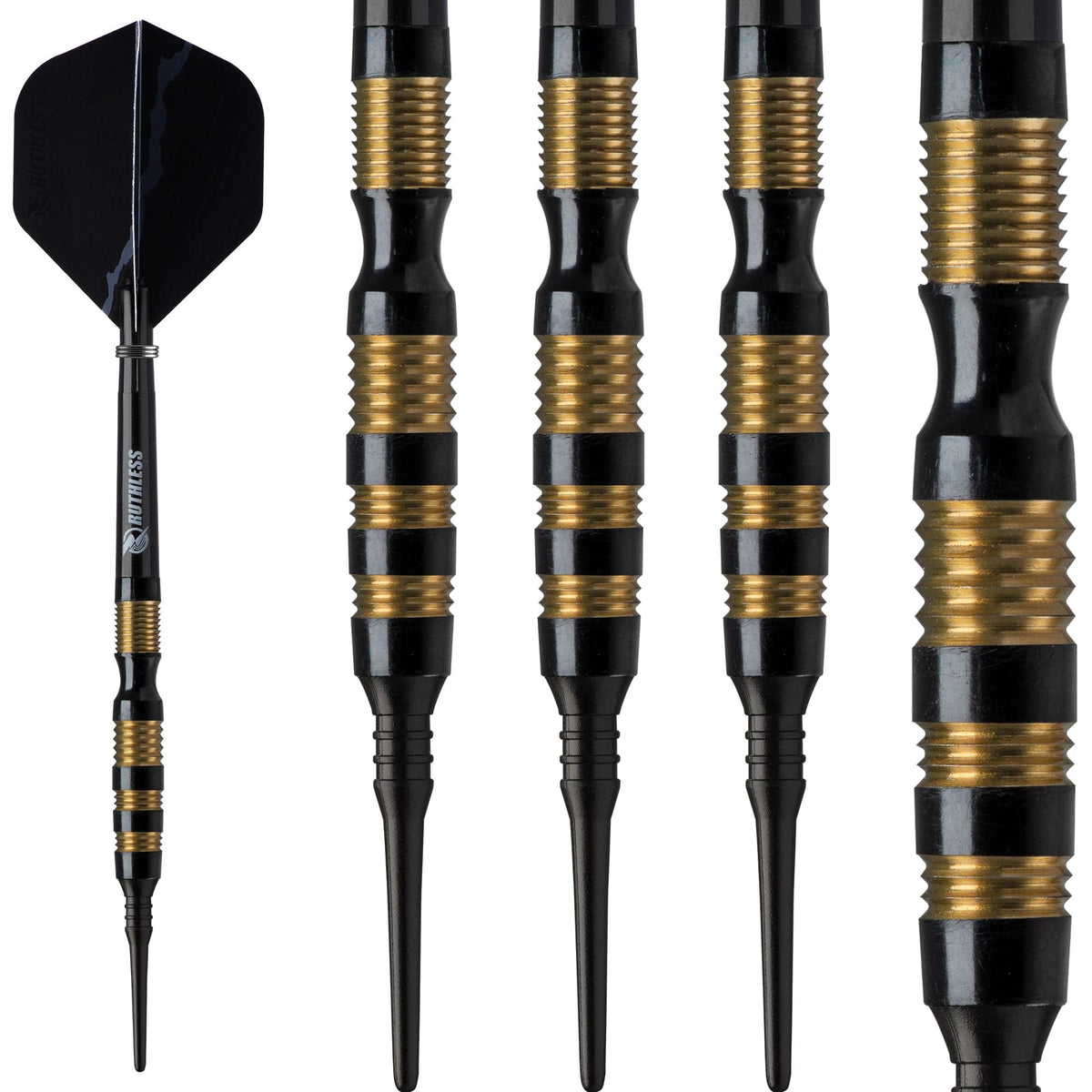 *Ruthless Black Talon Darts - Soft Tip Tungsten - BW 16.0g - Gold Ring