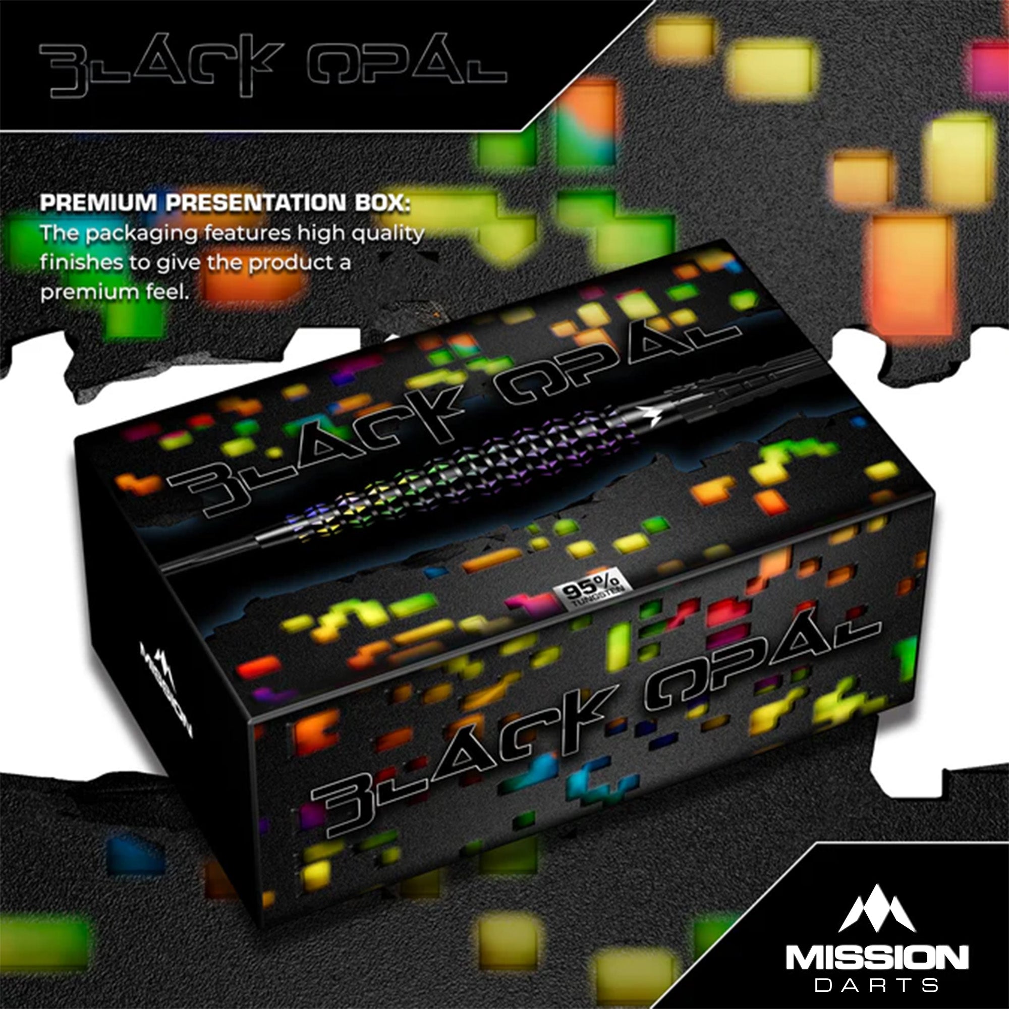Mission Black Opal Darts - Steel Tip - 95% Tungsten - Black & Coral PV