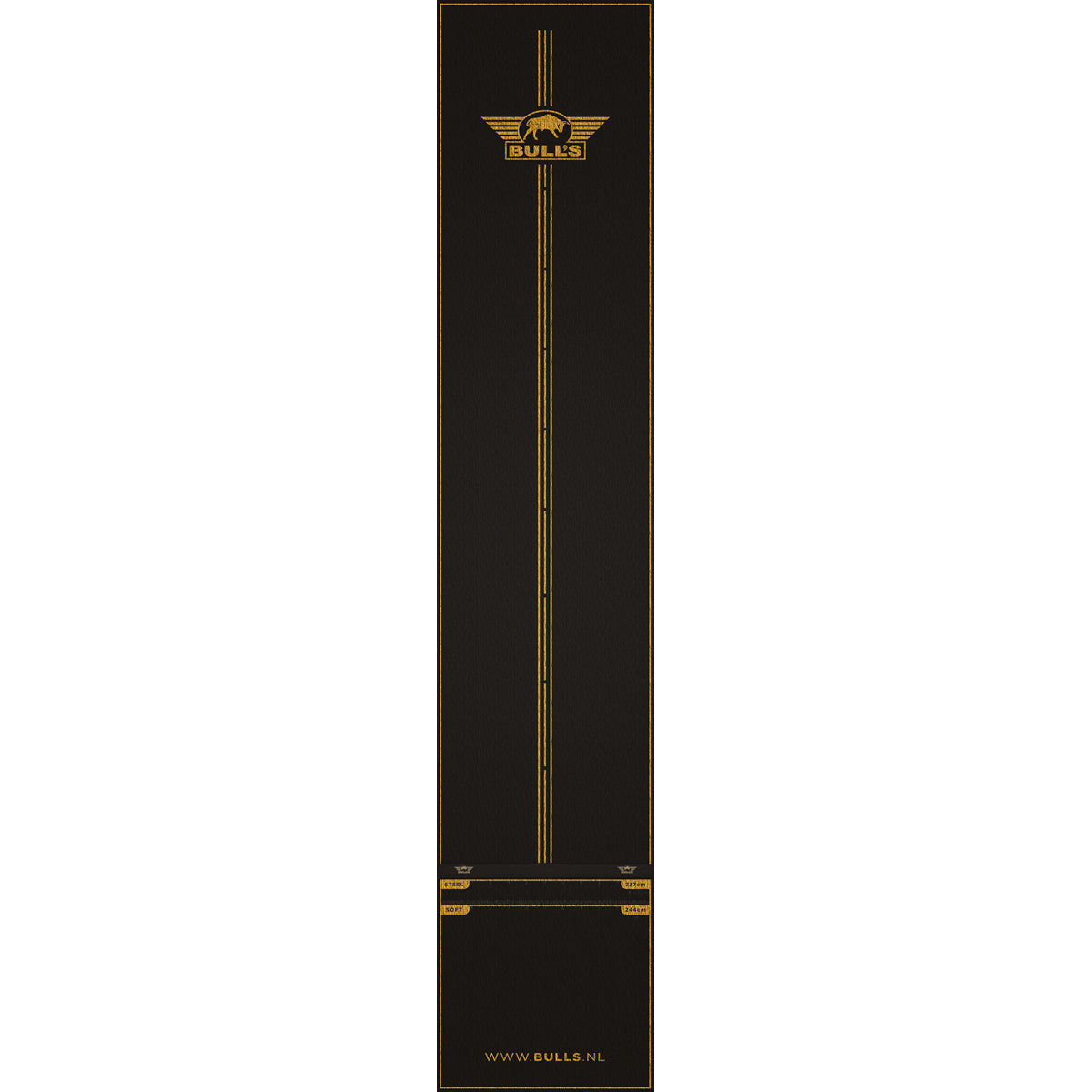 Bulls Advantage Carpet Dart Mat - with oche - Black  & Gold - 300 x 85cm