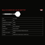 Bulls Chaos Darts - Soft Tip - 90% Tungsten - Blue