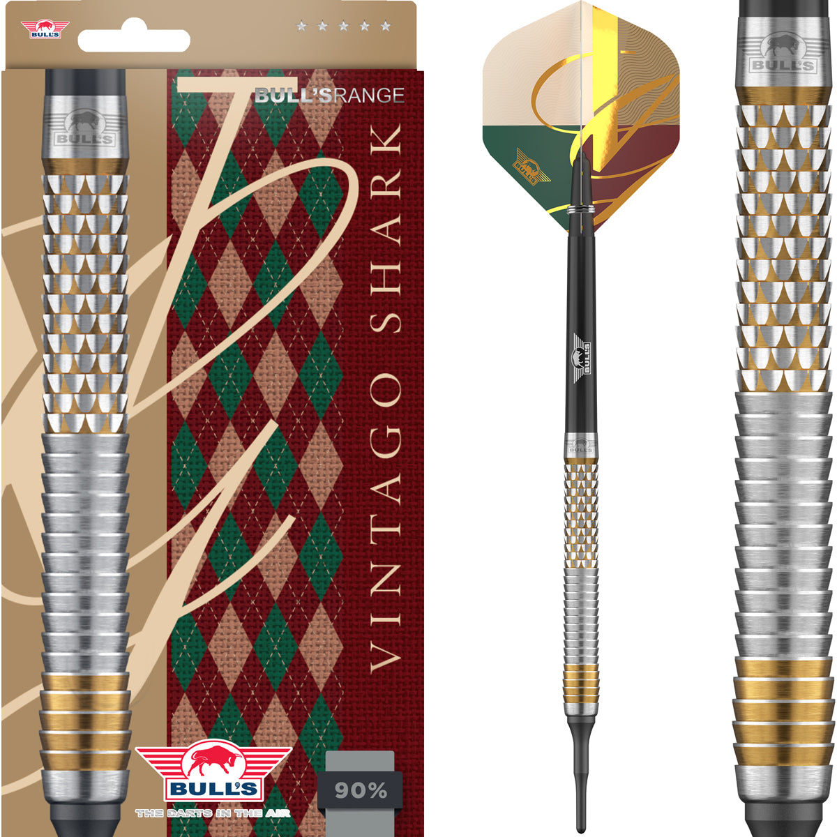 Bulls Vintago CP Darts - Soft Tip - 90% Tungsten - Shark