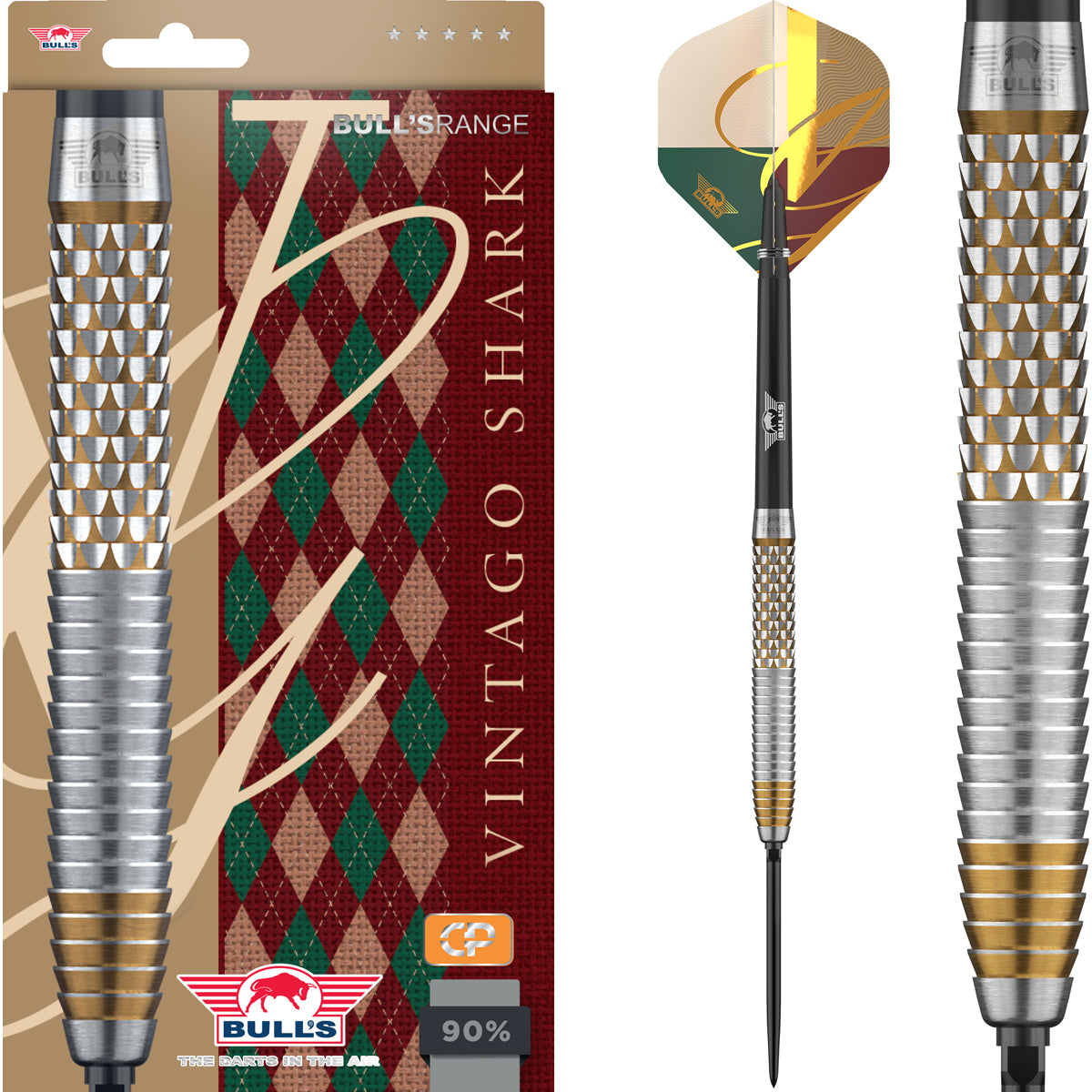 Bulls Vintago CP Darts - Steel Tip - 90% Tungsten - Shark