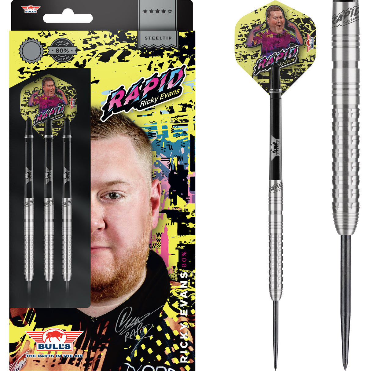 Bulls Ricky Evans Darts - Steel Tip - 80% - Rapid - Natural