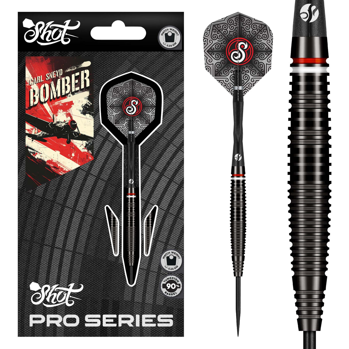 Shot Pro Series Darts - Steel Tip - 90% Tungsten - Carl Sneyd