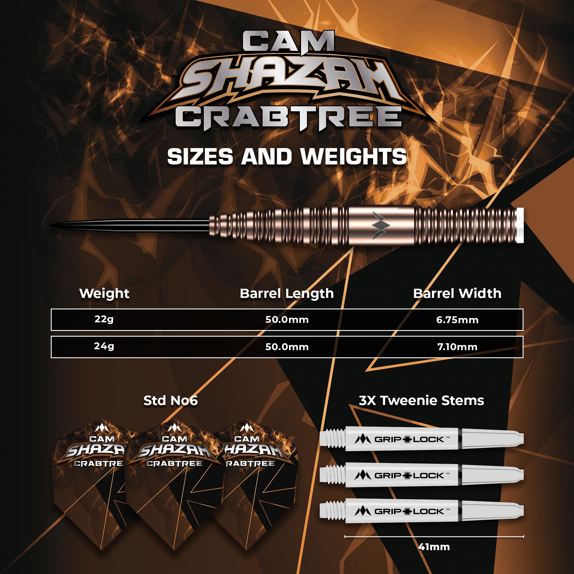 Mission Cam Crabtree Darts - Steel Tip 95% Tungsten - V2