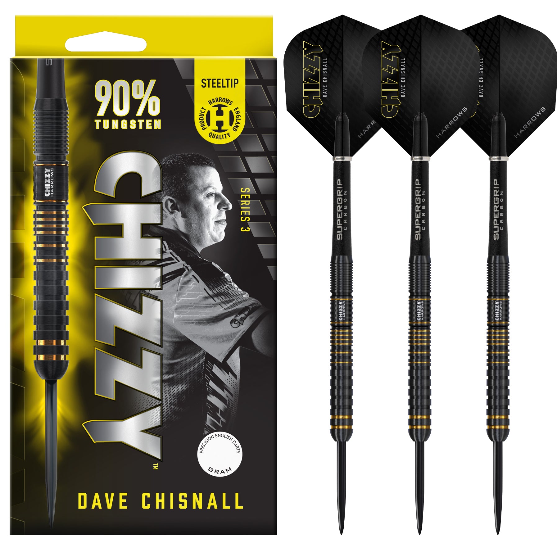 Harrows Dave Chisnall Darts - Chizzy - Steel Tip - 90% Tungsten - Ser
