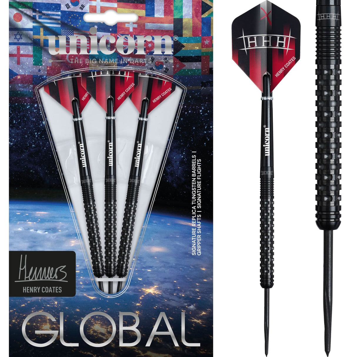 Unicorn Global Darts - Steel Tip - 90% Tungsten - Henry Coates - Phase 2