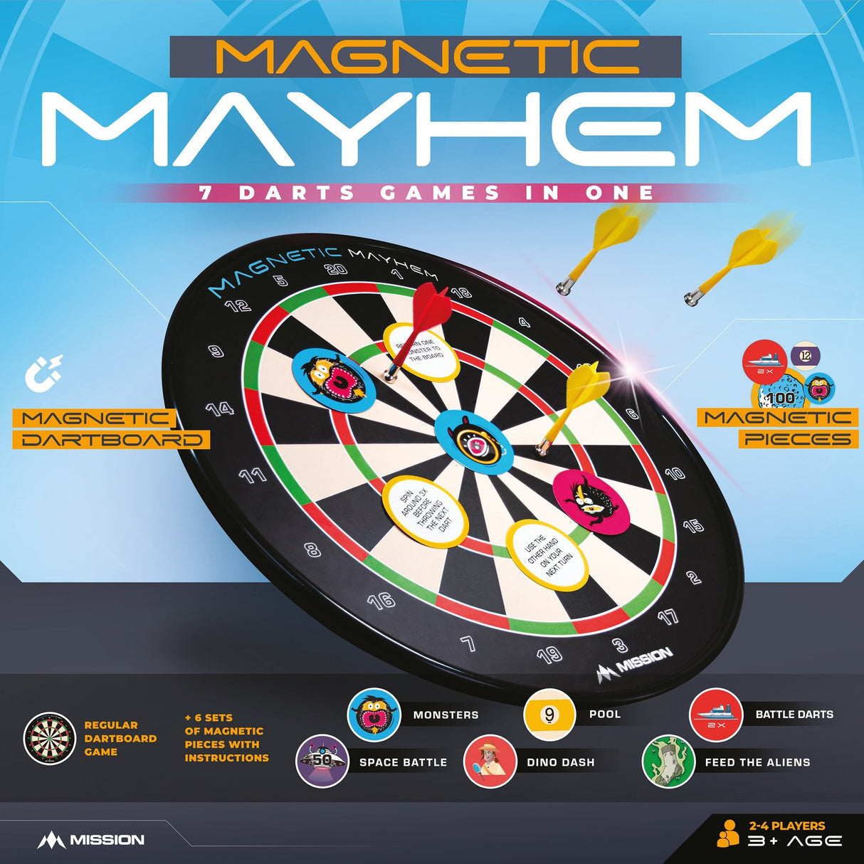 *Mission Magnetic Mayhem - Fun Darts Game - 7 Games in One - with 12 Magnetic Darts