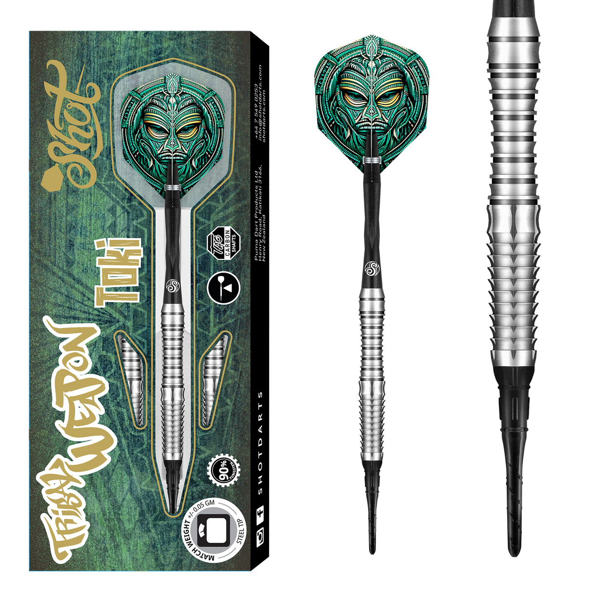 Shot Tribal Weapon Darts - Soft Tip - 90% Tungsten - Toki
