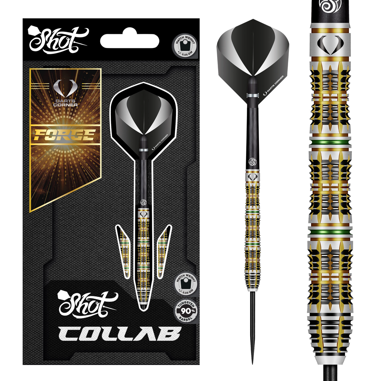 Shot x DC Collab Darts - Steel Tip - 90% Tungsten - Forge