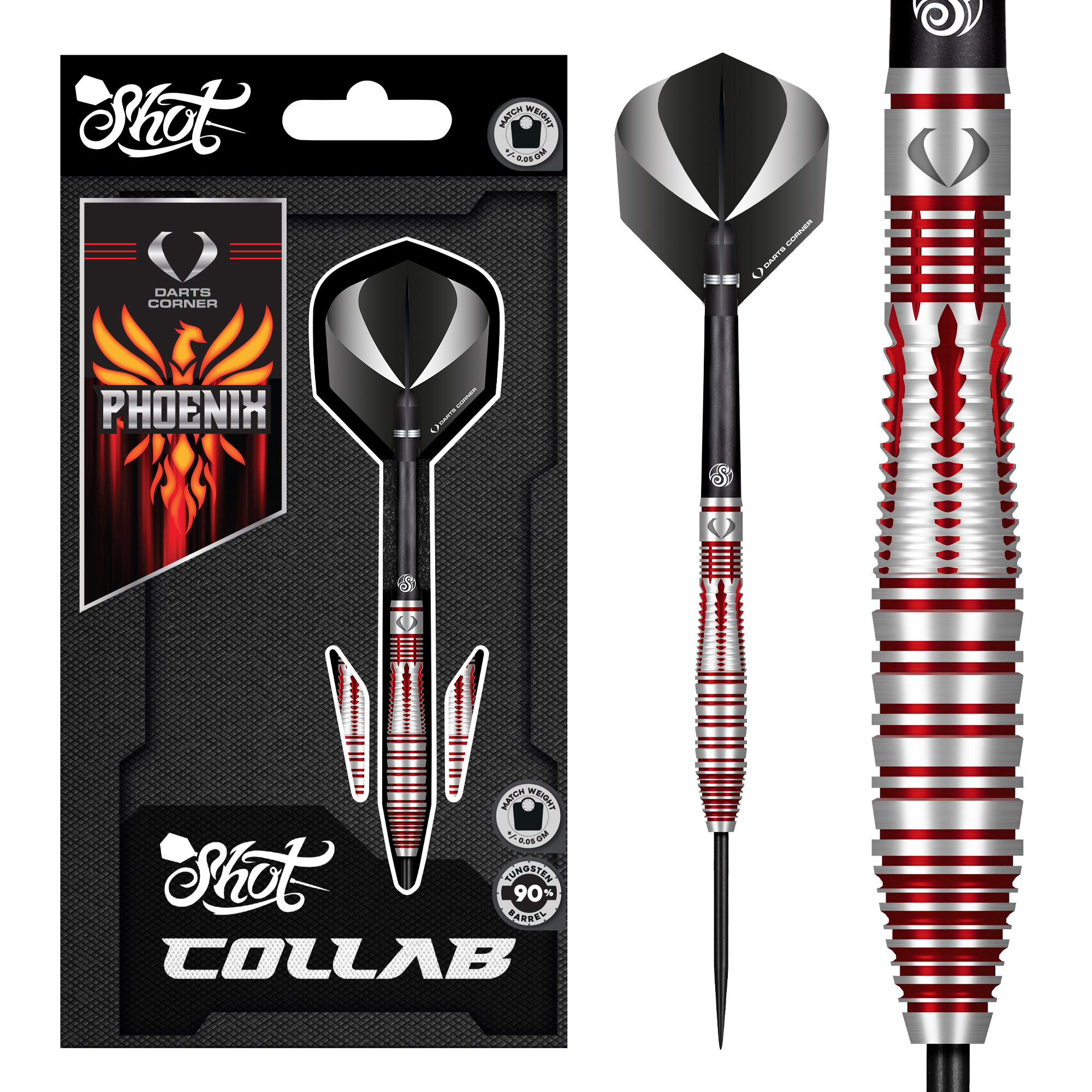 Shot x DC Collab Darts - Steel Tip - 90% Tungsten - Phoenix