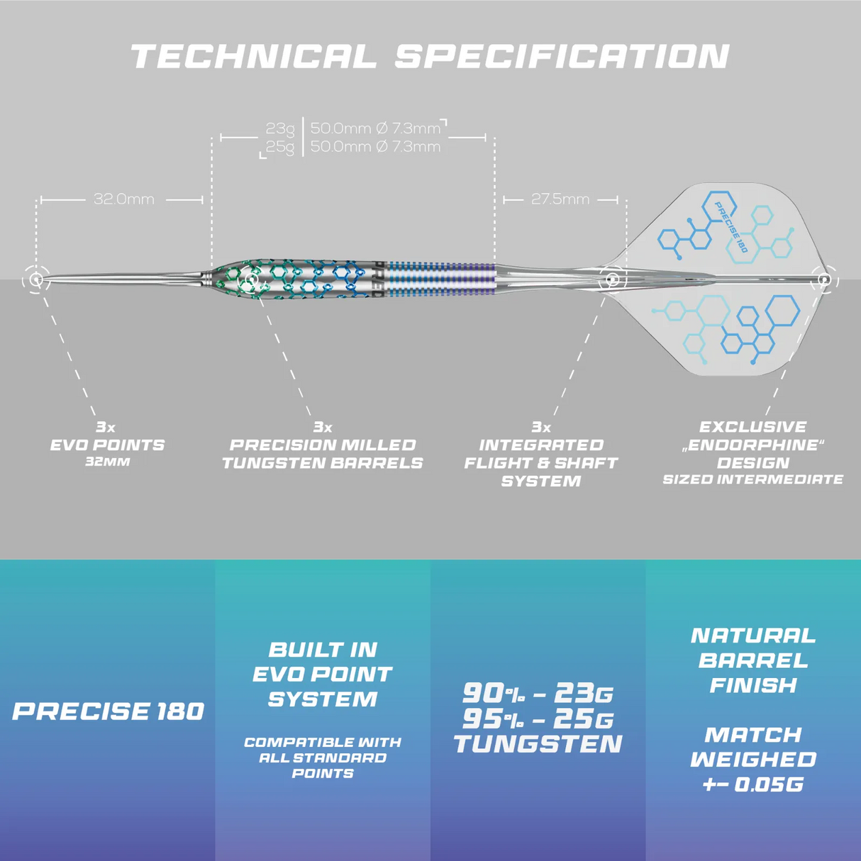 Precise180 Endorphine Darts - Steel Tip