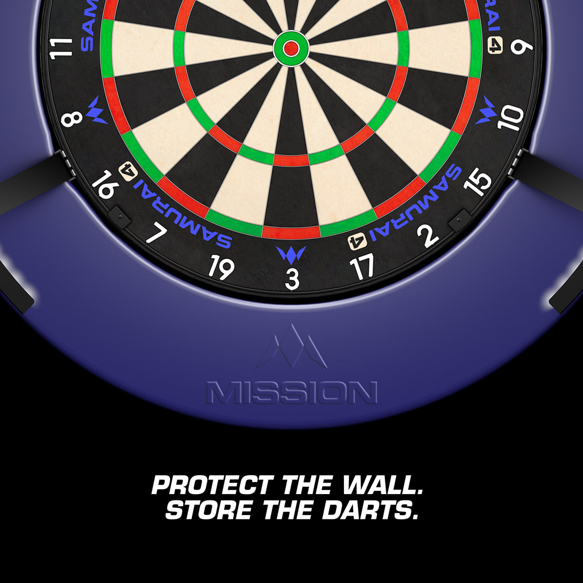 Mission Dartboard Surround - Logo - Built in Dart Holder