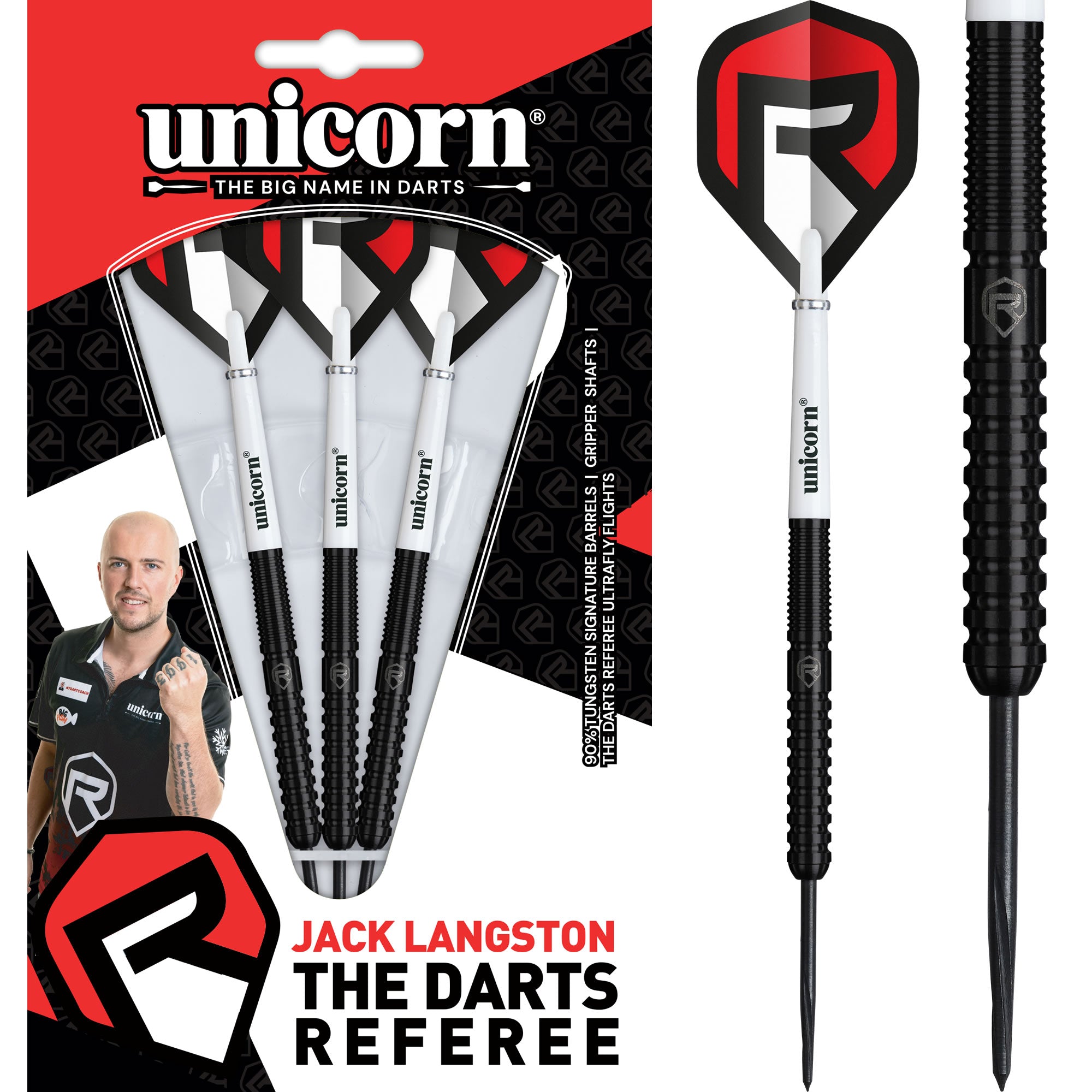 unicorn Referee　22g Unicorn Darts Referee Darts - Steel Tip - 90% Tungsten - Jack Langston