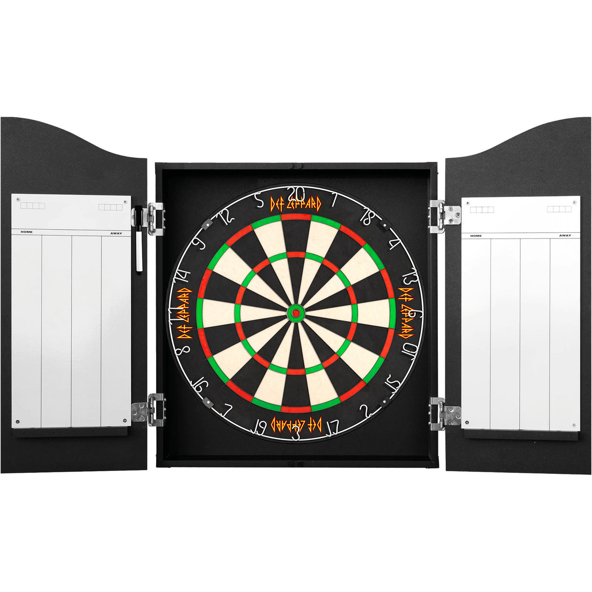 Def Leppard Dartboard Cabinet - Official Licensed - C5 - Premium White - Green Triangle