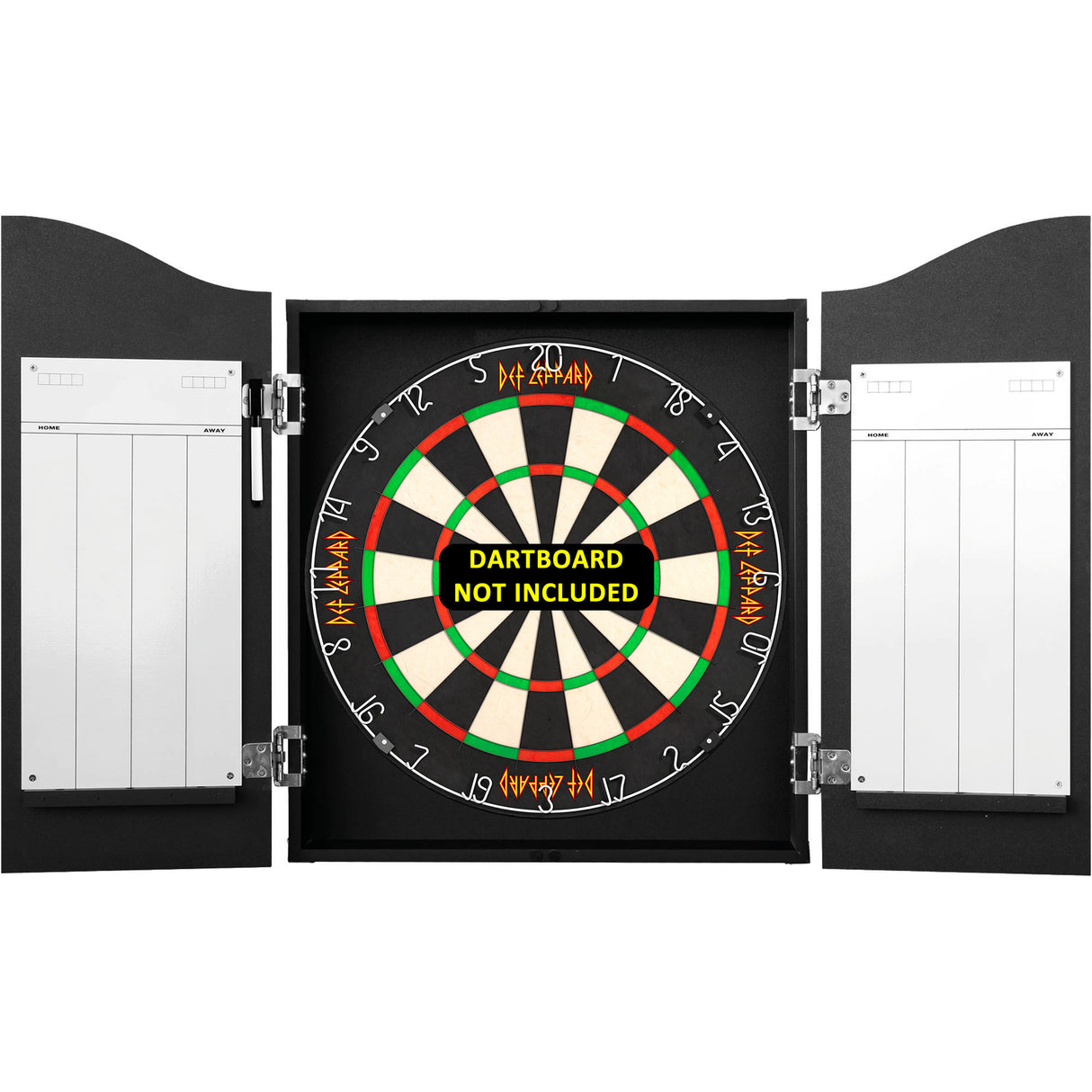 Def Leppard Dartboard Cabinet - Official Licensed - C2 - Premium White - Union Jack