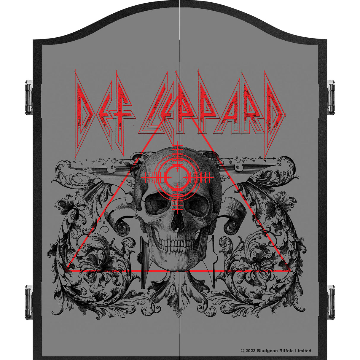 Def Leppard Dartboard Cabinet - Official Licensed - C3 - Premium Black - Target Skull