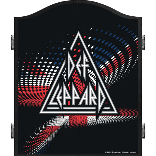 Def Leppard Dartboard Cabinet - Official Licensed - C6 - Premium Black - Union Jack
