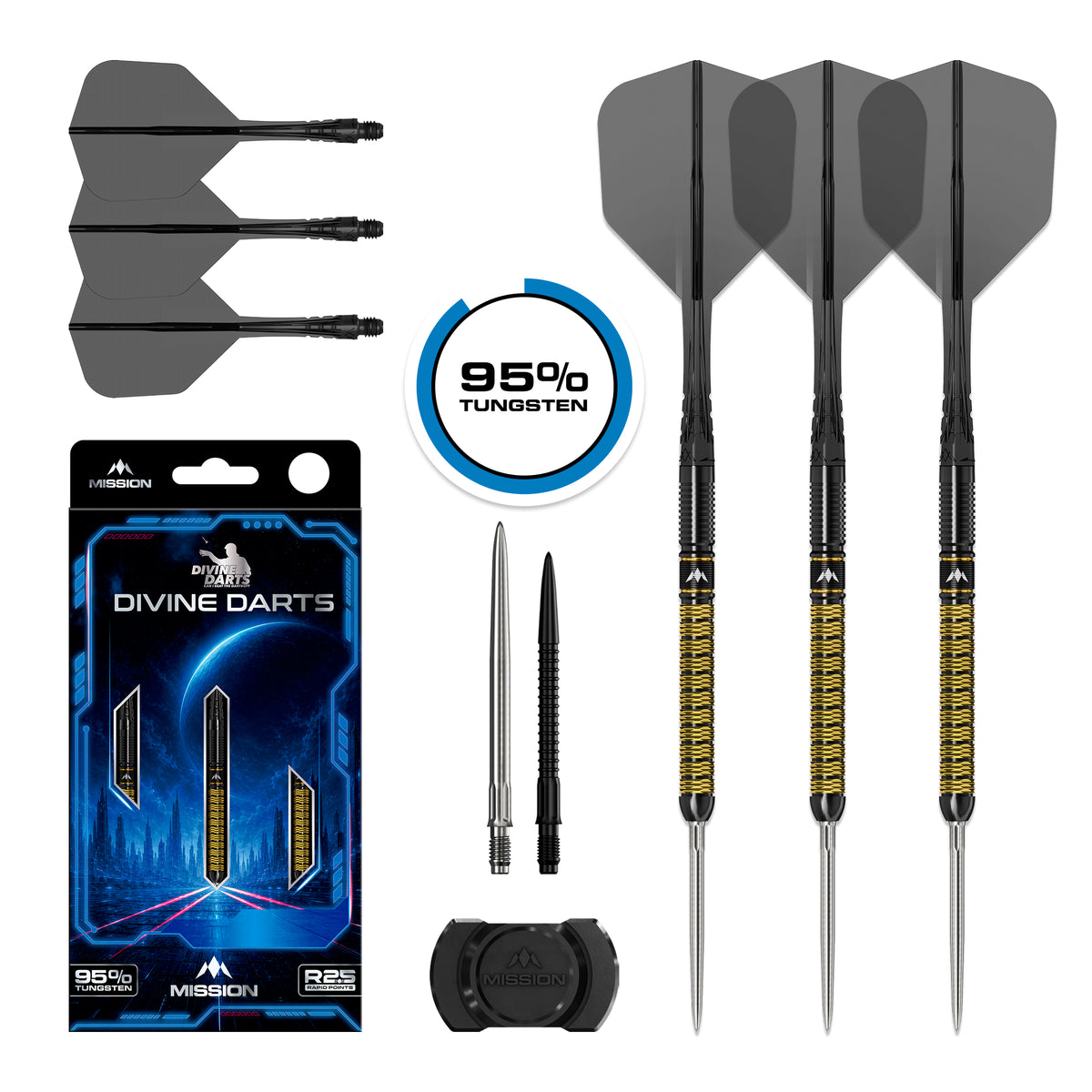 Mission Collab Series R2.5 Darts - Steel Tip - 95% Tungsten - Jake Kenyon