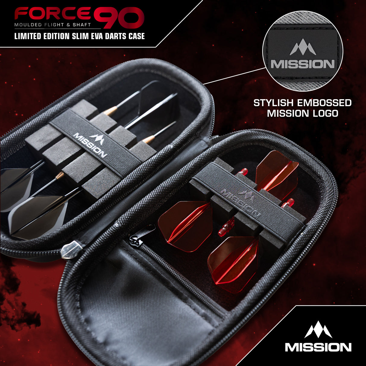 Mission Force 90 Dart Case - EVA Moulded Wallet - Limited Edition - Slim - Grey Denim