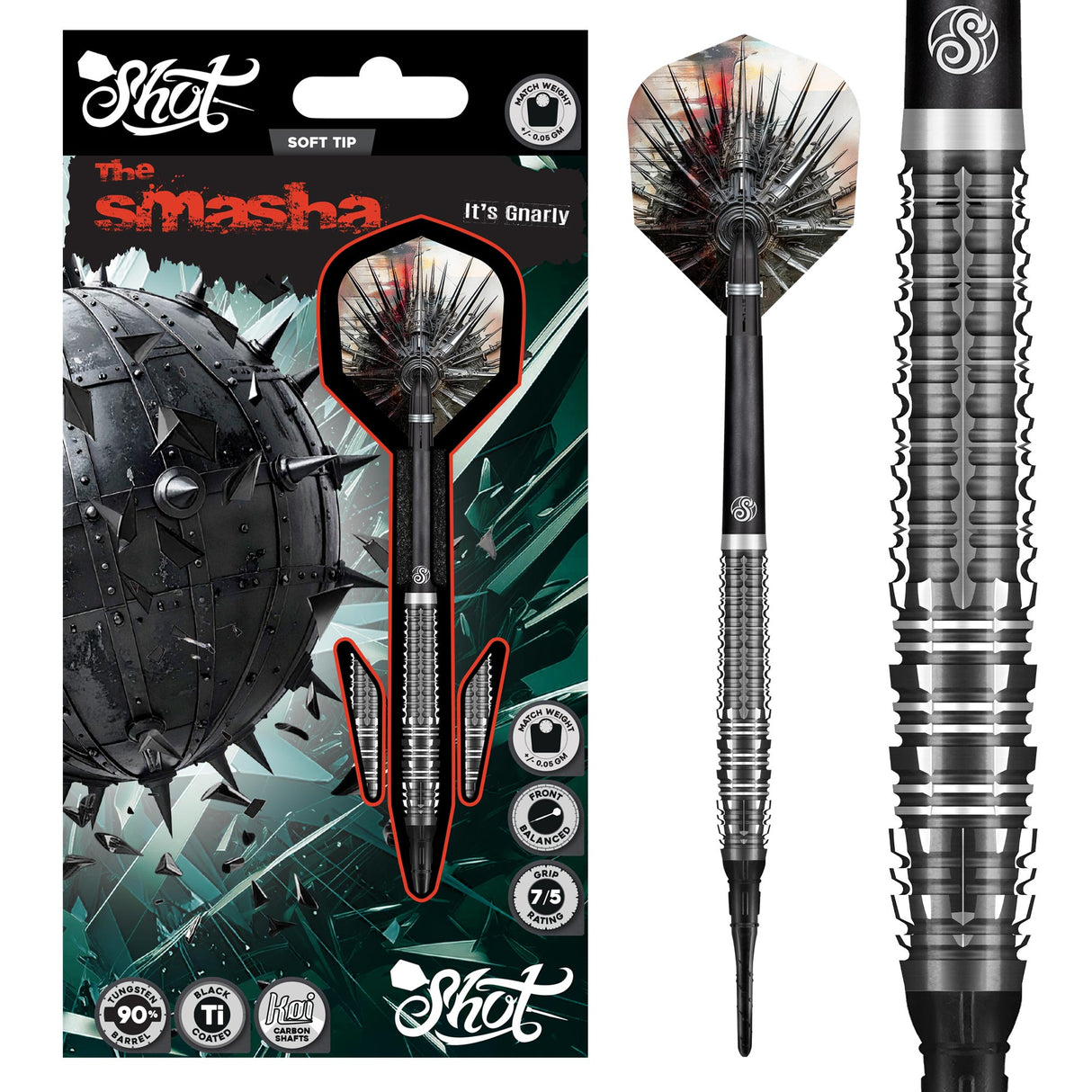 Shot Gnarly Darts - Soft Tip - 90% Tungsten - Smasha