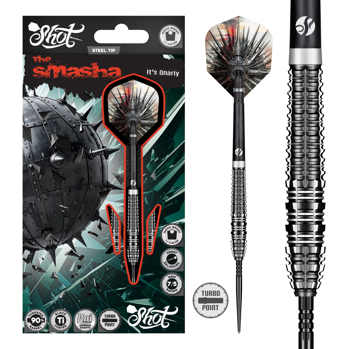 Shot Gnarly TP Darts - Steel Tip - 90% Tungsten - Smasha