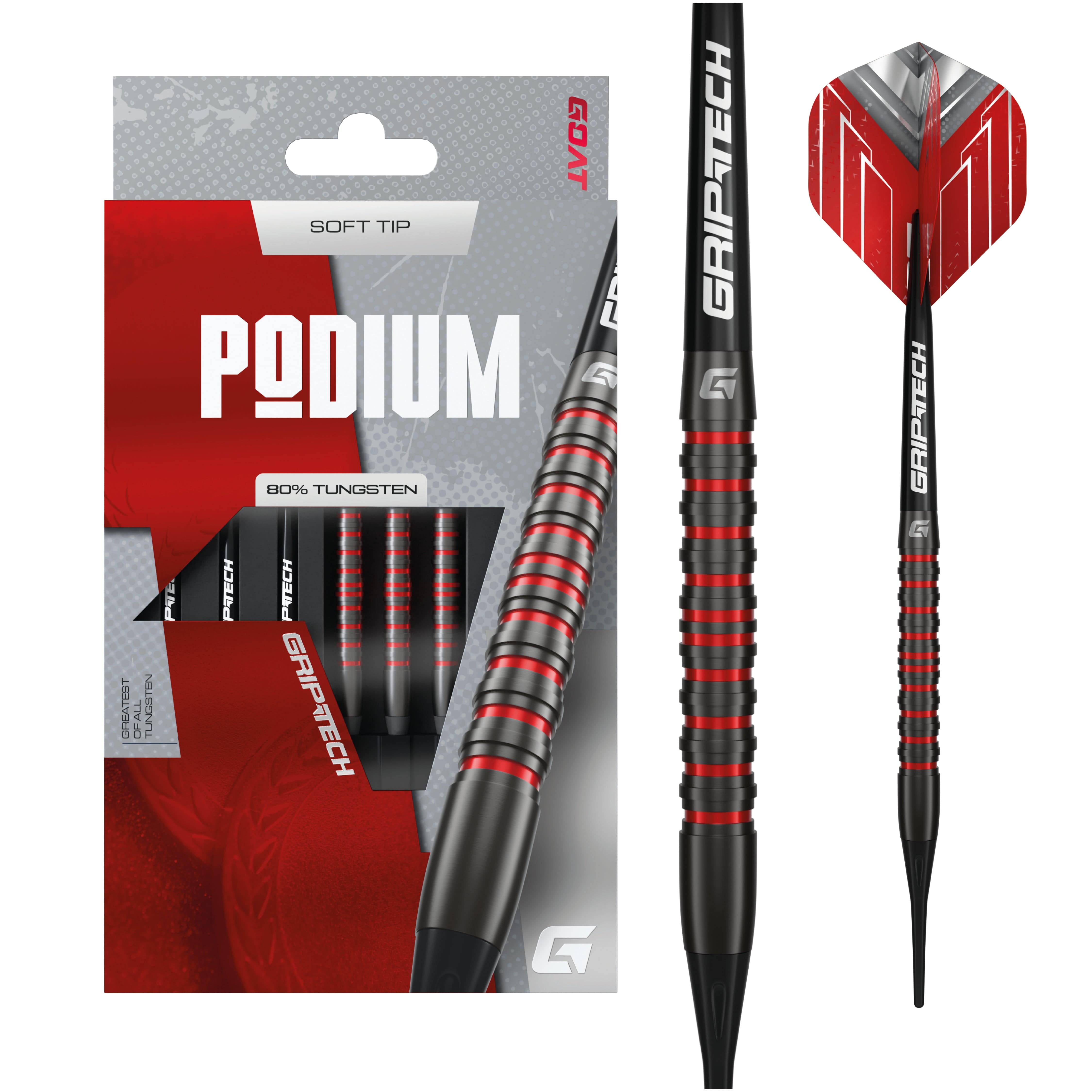 Goat Podium Darts - Soft Tip - 80% Tungsten - Black & Red - 20g