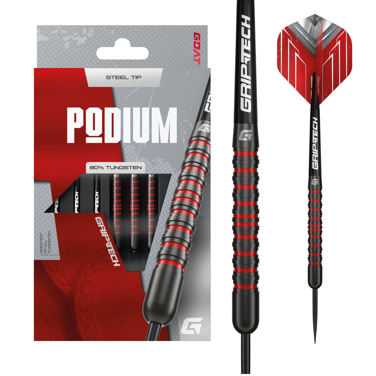 Goat Podium Darts - Steel Tip - 80% Tungsten - Black & Red