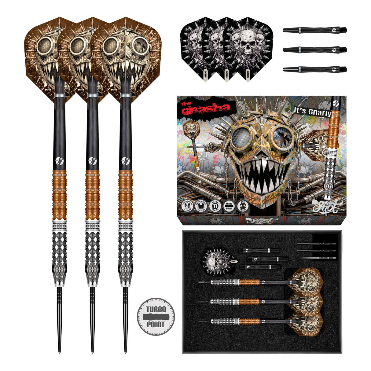 Shot Gnarly Darts - Steel Tip - 95% Tungsten - Gnasha