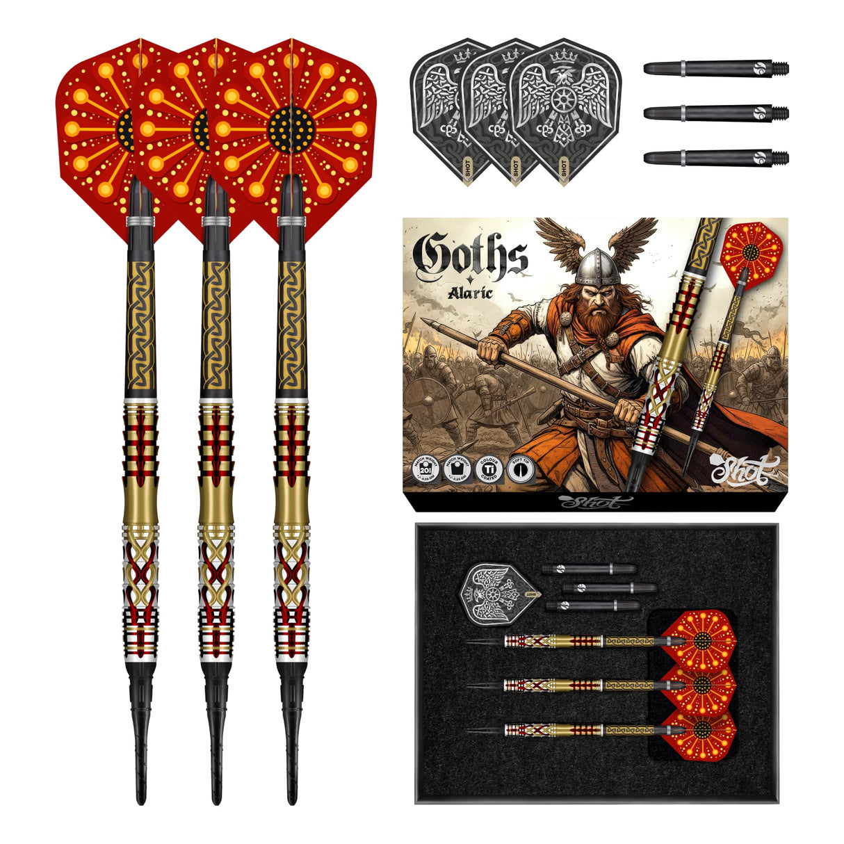 Shot Goths Darts -Soft Tip - 95% Tungsten - Alaric