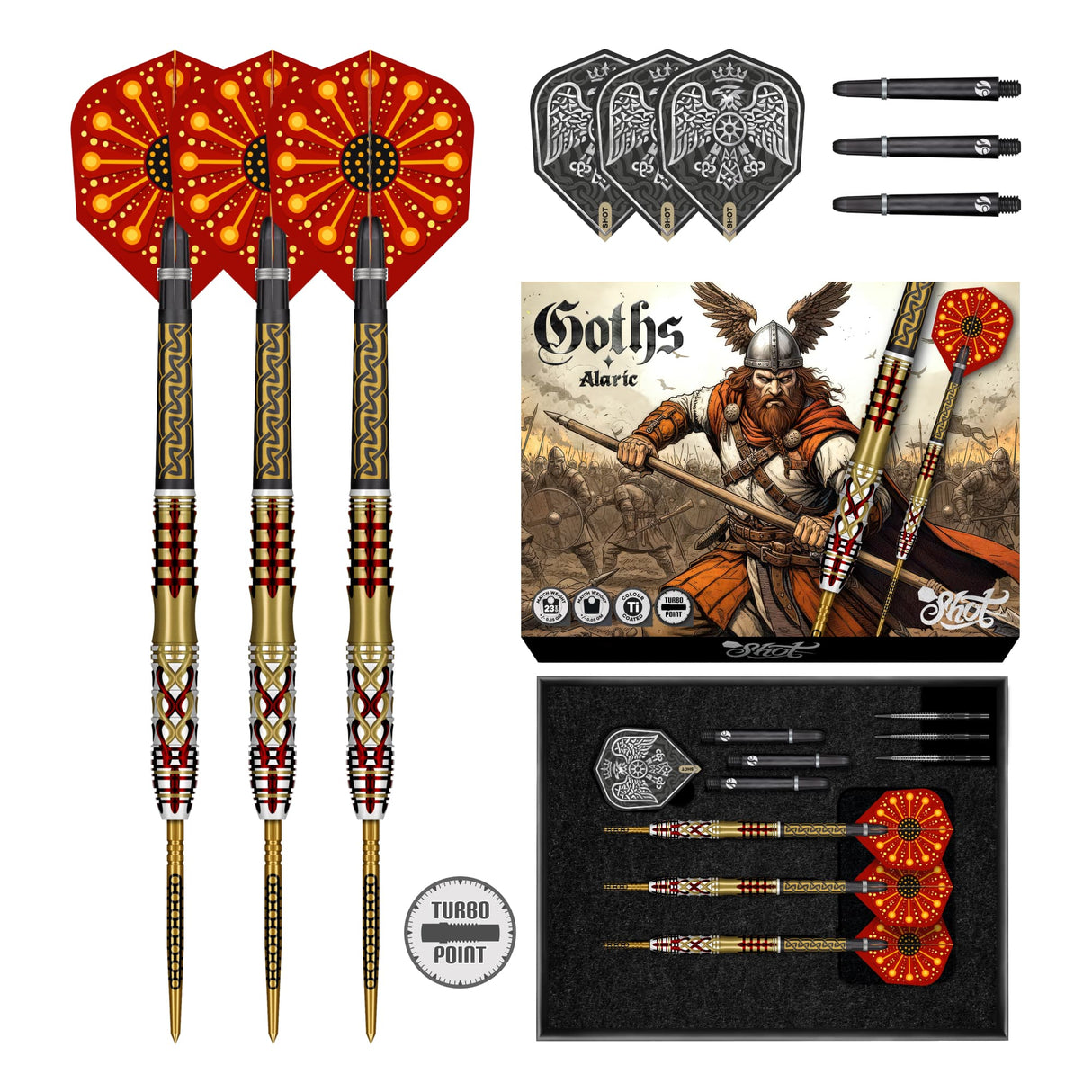 Shot Goths Darts -Steel Tip - 95% Tungsten - Alaric