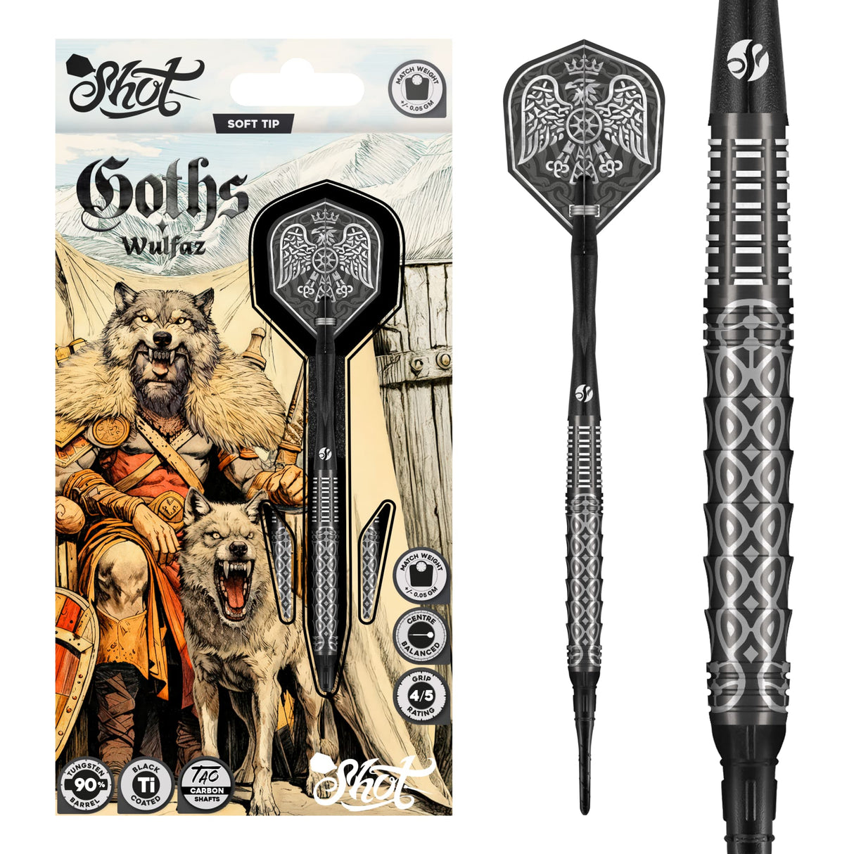 Shot Goths Darts -Soft Tip - 90% Tungsten - Wulfaz